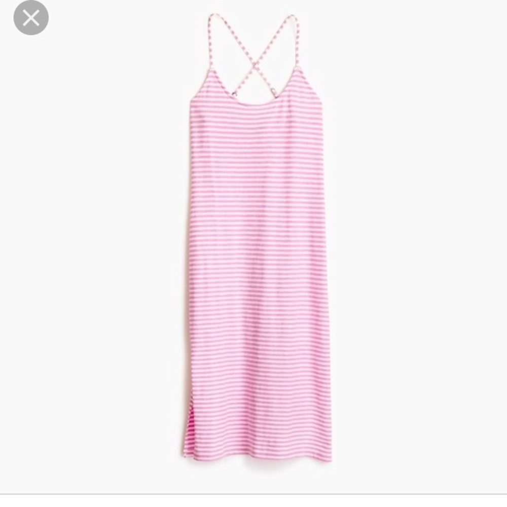 J crew pink and white midi dress size xs NWT